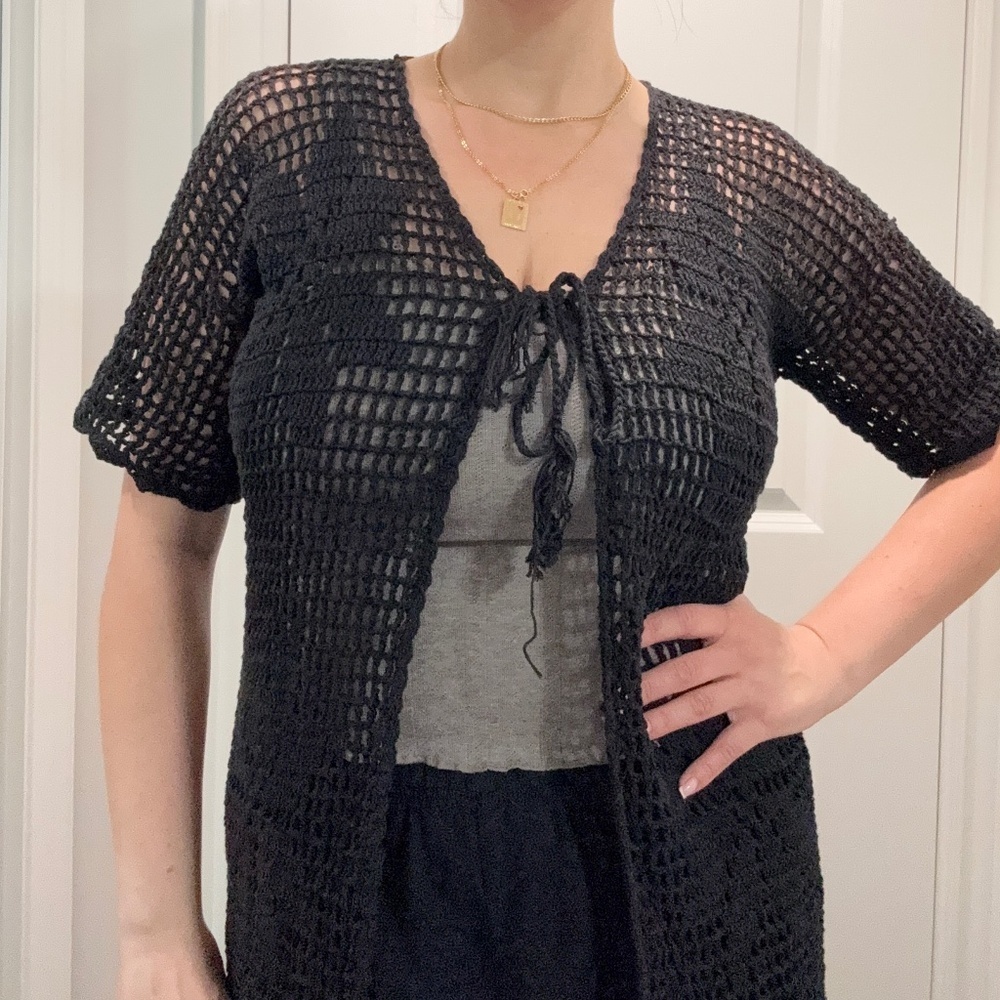 Made in Italy Black Crochet Beach Cover Up